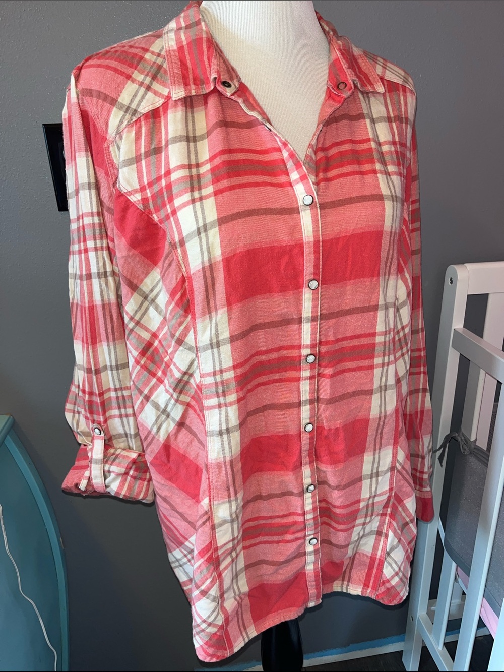 Maurice’s plaid button down blouse size 3xl